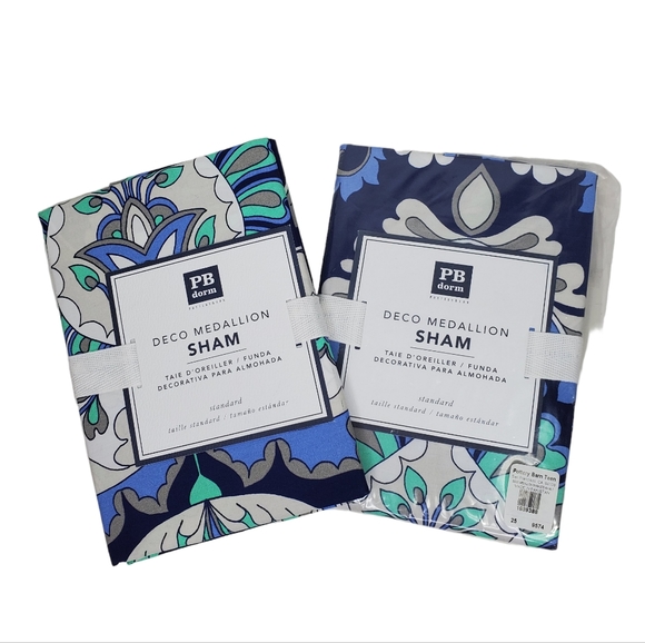 POTTERY BARN Deco Medallion Standard Pillow Shams Set of 2 NWT